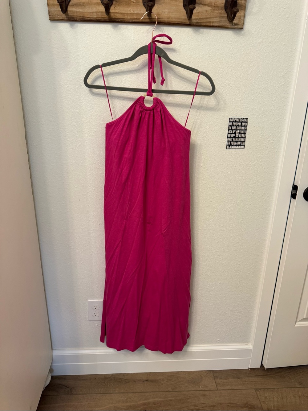 Halter Neck Sleeveless Maxi Dress in Fuchsia